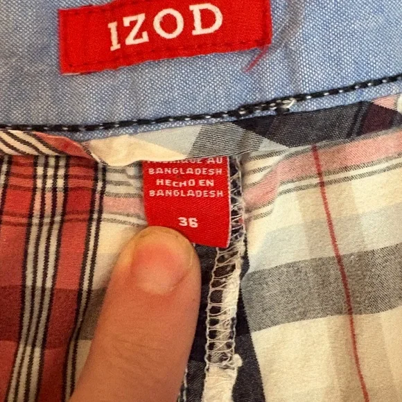 Men IZOD Flat Front Portsmith Plaid Shorts W36 Golf Preppy Casual Sporty - Picture 12 of 13